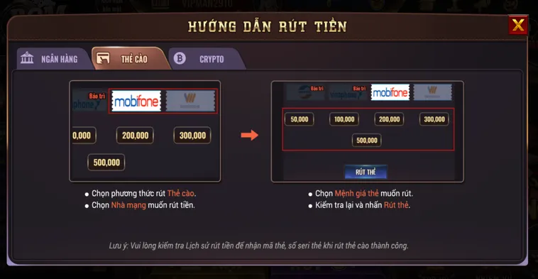 Hướng Dẫn Rút Tiền BomWin Qua Thẻ Cào Siêu Tốc Cho Game Thủ